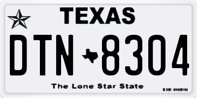 TX license plate DTN8304