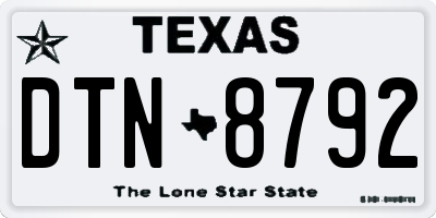 TX license plate DTN8792