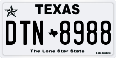 TX license plate DTN8988