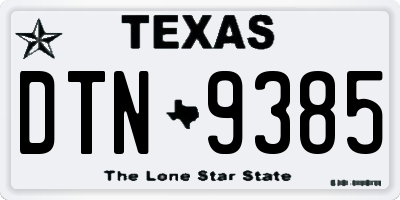 TX license plate DTN9385
