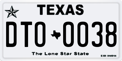 TX license plate DTO0038