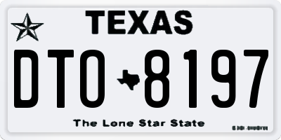 TX license plate DTO8197