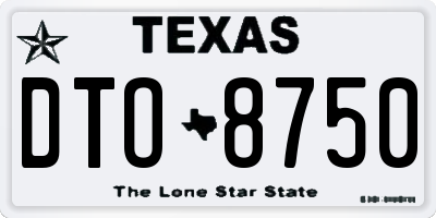 TX license plate DTO8750