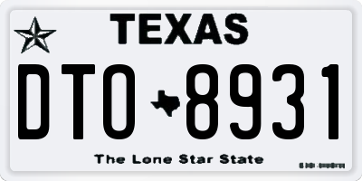 TX license plate DTO8931