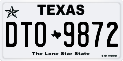 TX license plate DTO9872