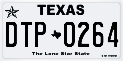 TX license plate DTP0264