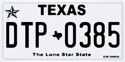 TX license plate DTP0385