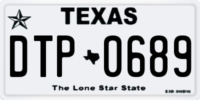 TX license plate DTP0689