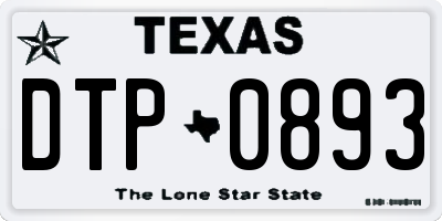 TX license plate DTP0893