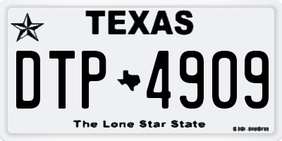 TX license plate DTP4909