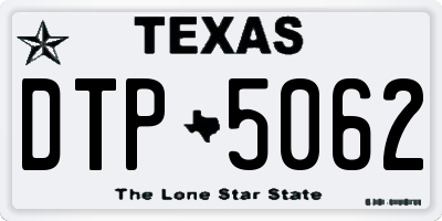 TX license plate DTP5062