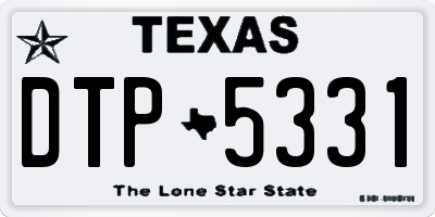 TX license plate DTP5331