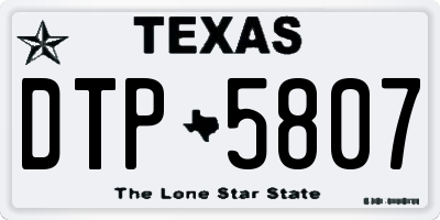 TX license plate DTP5807