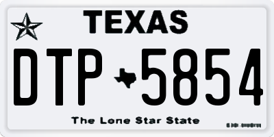 TX license plate DTP5854