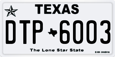 TX license plate DTP6003