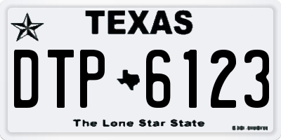 TX license plate DTP6123