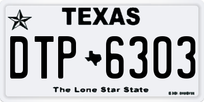TX license plate DTP6303