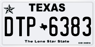 TX license plate DTP6383