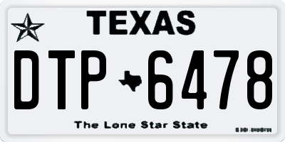 TX license plate DTP6478