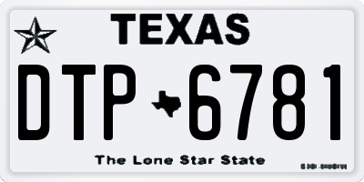 TX license plate DTP6781