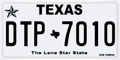 TX license plate DTP7010