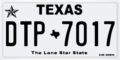 TX license plate DTP7017