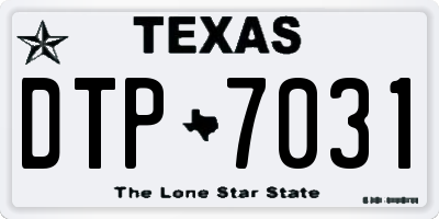 TX license plate DTP7031
