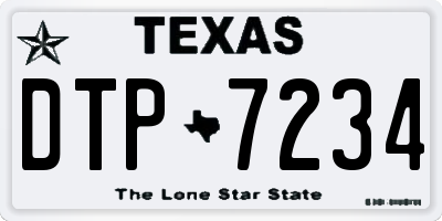 TX license plate DTP7234