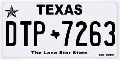 TX license plate DTP7263