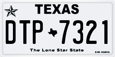TX license plate DTP7321