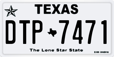 TX license plate DTP7471