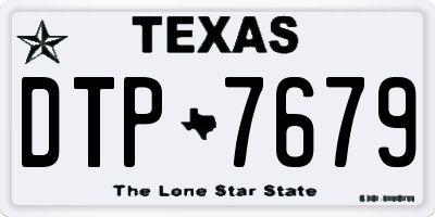 TX license plate DTP7679