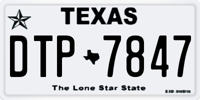 TX license plate DTP7847