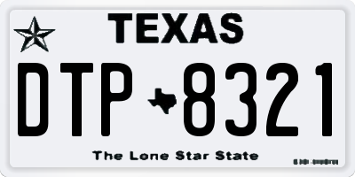 TX license plate DTP8321