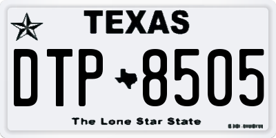TX license plate DTP8505