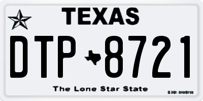 TX license plate DTP8721