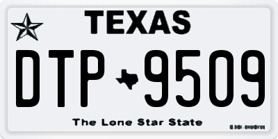 TX license plate DTP9509