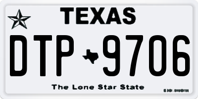 TX license plate DTP9706