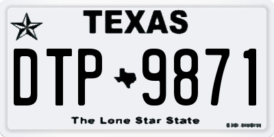 TX license plate DTP9871