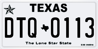 TX license plate DTQ0113