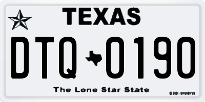 TX license plate DTQ0190