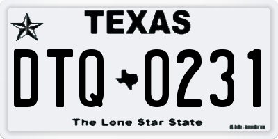 TX license plate DTQ0231