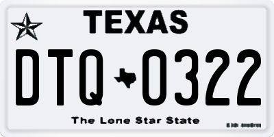 TX license plate DTQ0322