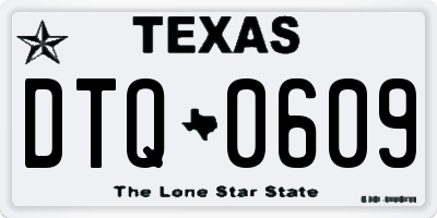 TX license plate DTQ0609