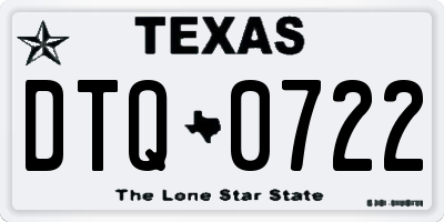 TX license plate DTQ0722