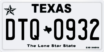 TX license plate DTQ0932