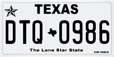 TX license plate DTQ0986