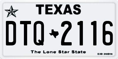 TX license plate DTQ2116