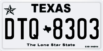TX license plate DTQ8303