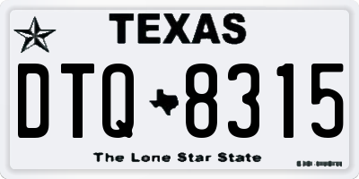TX license plate DTQ8315